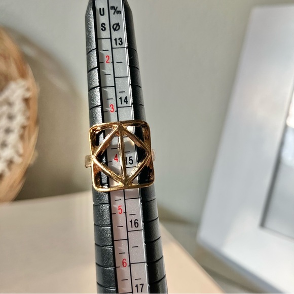 Elements Gold Square Diamond Symbol Open Ring “Venya” Earth Alchemy - Picture 9 of 12